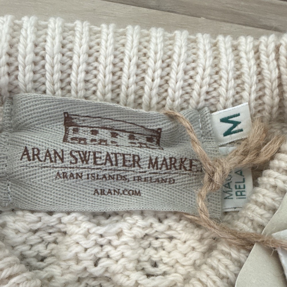 Aran Sweater Ireland Women's Ivory Wool Cable-Knit Button Cardigan Sweater M - Picture 2 of 8